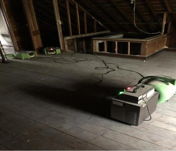 All exposed framing with air scrubbers on the floors.